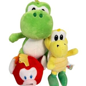 3 Nintendo Super Mario Kart Plush Yoshi Koopa Troopa Cheep Cheep Stuffed Toy Set